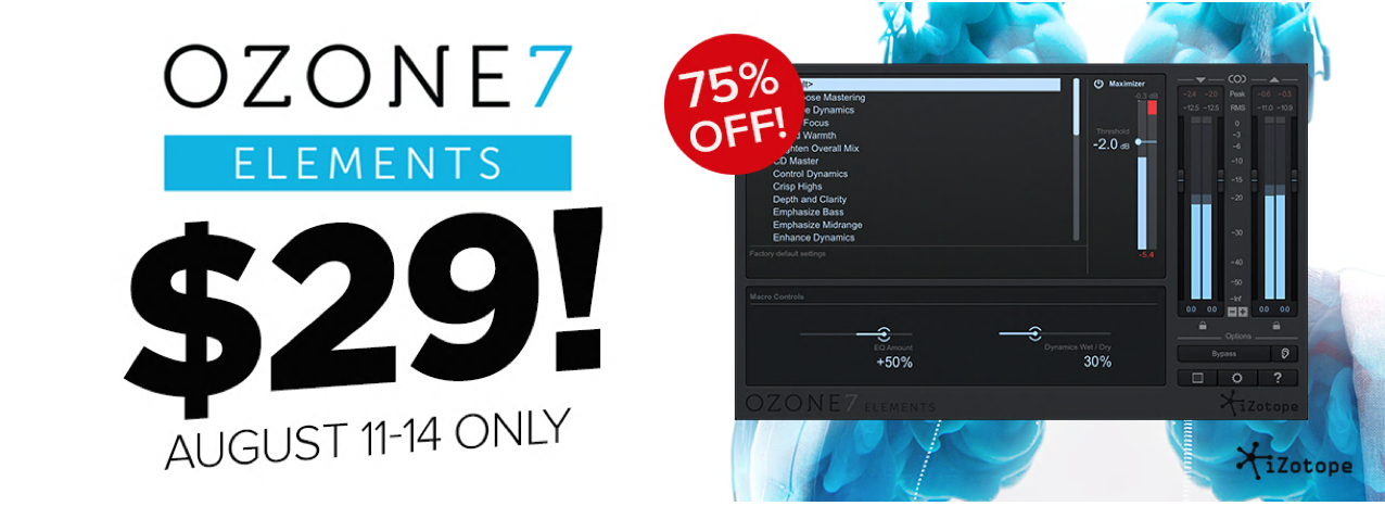 プリセットベースのマスタリングプラグイン、iZotope Ozone Elementsが