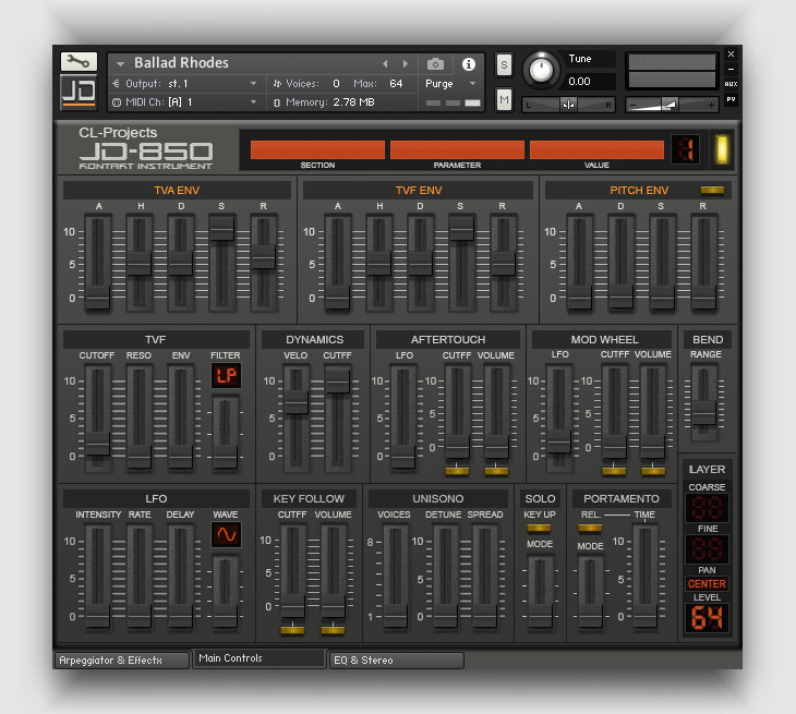 Roland JD-800をサンプリングした「JD-850」など、Kontakt用ライブラリ