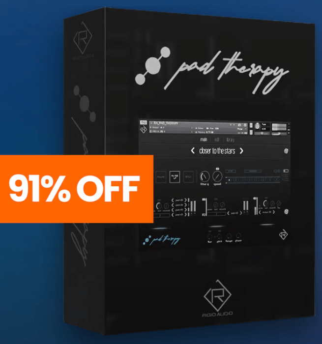 64個のソース波形を持つ9つのサンプル再生エンジンが搭載された、Rigid Audio「Pad Therapy」が91%OFF ...