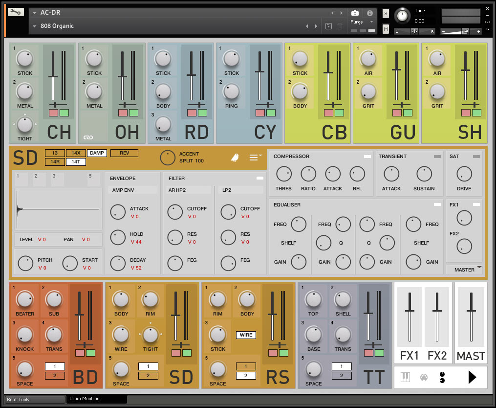 マシナイズ（機械化）された生ドラムオールドスクール・スタイルのドラムマシン、 SONICCOUTURE「ACDR ACOUSTIC DRUM