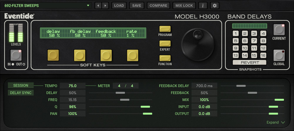 H3000 Harmonizerから移植された8バンドディレイ、Eventide