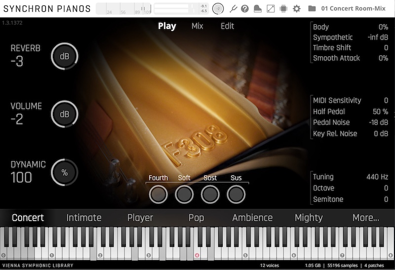 美しくパワフルな「F308」の音色を抜粋した、コンパクトなピアノ音源