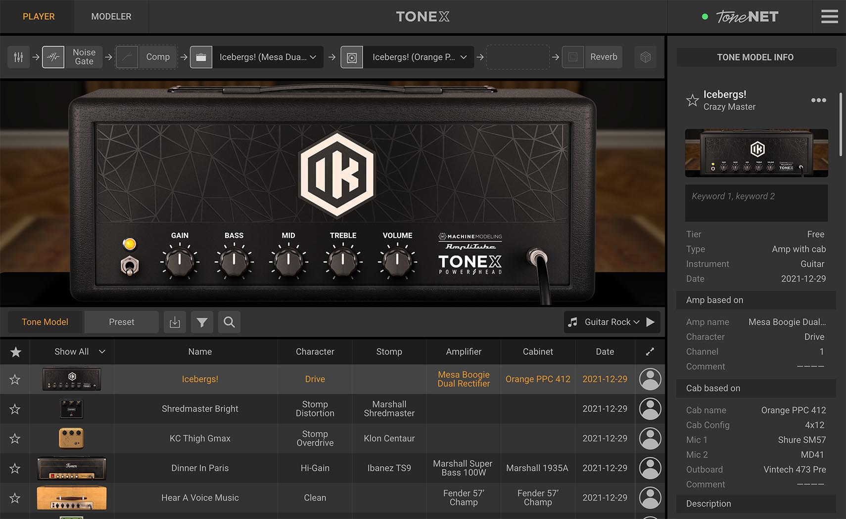 TONEX:400種のTone Modelを備えた40種のアンプ、20種のペダルを