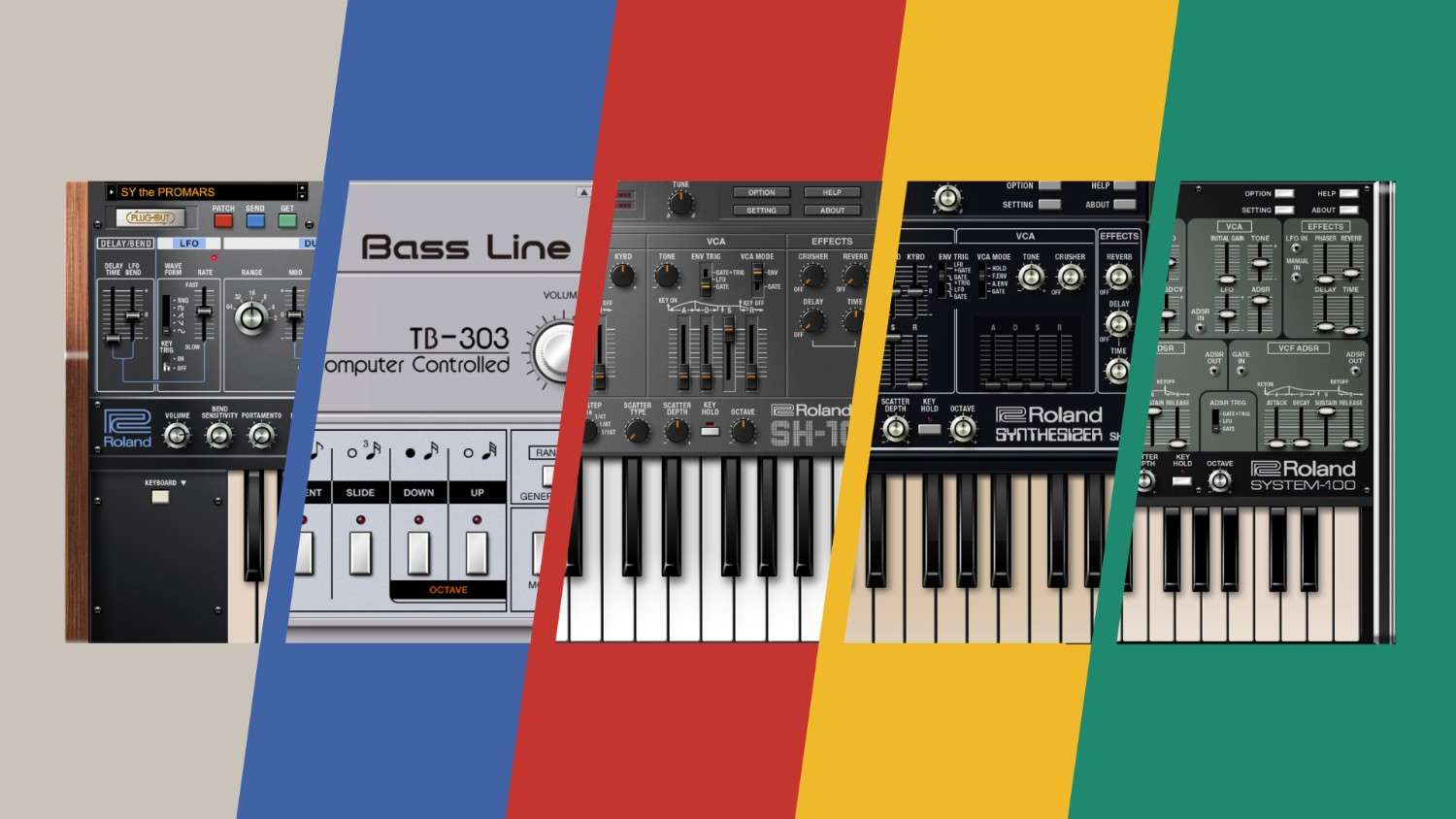 Rolandの象徴的なアナログモノフォニックシンセサイザー5機種を